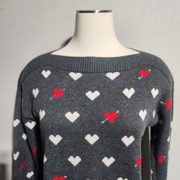 EUC LOFT HEART BOATNECK SWEATER SZ S - Picture 3 of 8